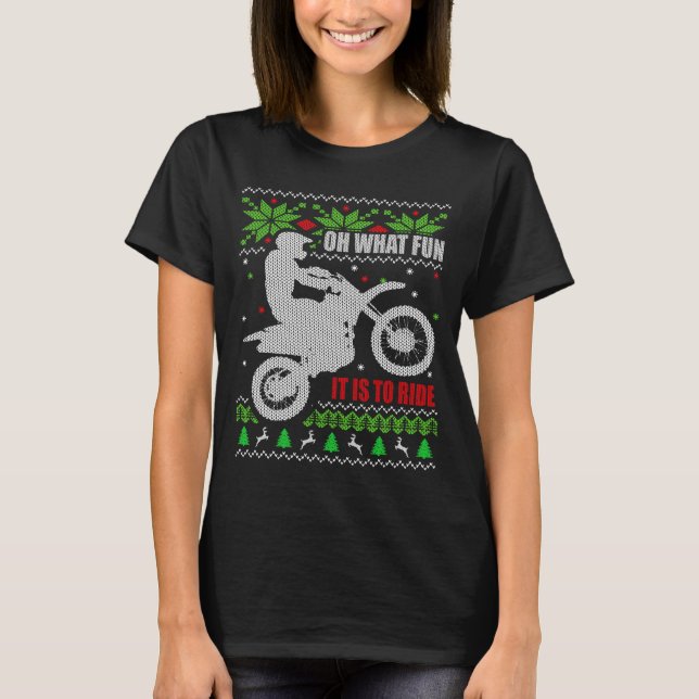Camiseta Ugly Christmas Sweater Dirt Bike Motorcycle Motocr (Frente)