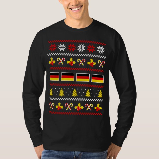 Camiseta Ugly Christmas Sweater Germany Flag, EUA Half Germ (Frente)