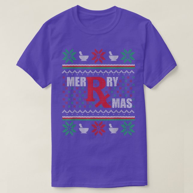Camiseta Ugly Christmas Sweater Pharmacy Tech Merry Xmas Ph (Frente do Design)