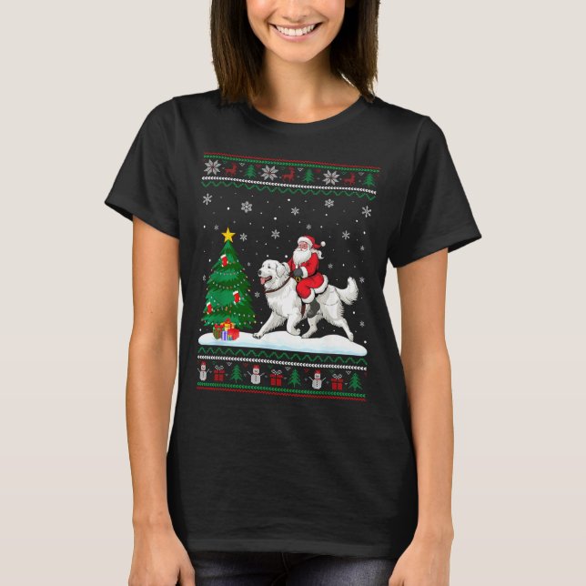 Camiseta Ugly Christmas Tree Lights Santa Riding Great Pyre (Frente)