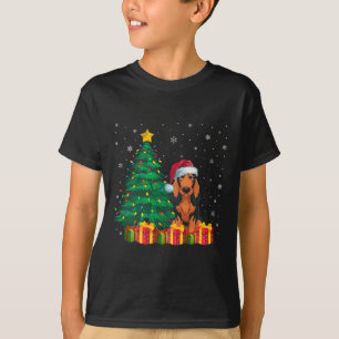 Camiseta Ugly Coonhound Santa Hat Noite Luzes de Natal Amor