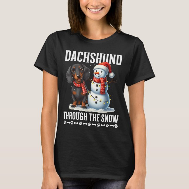 Camiseta Ugly Dachshund Christmasthrough The Snow Gift Chri (Frente)