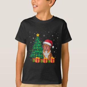 Camiseta Ugly Dogue De Bordeaux Santa Hat À Luz De Natal