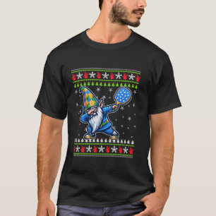 Camiseta Ugly Funny Pickleball Paddle Santa Hat Dabbing Gif