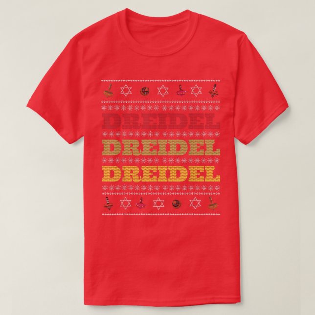 Camiseta Ugly Hanukkah Dreidel Dreidel Dreidel Song (Frente do Design)