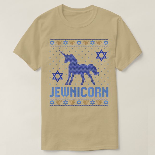 Camiseta Ugly Hanukkah Judeu Unicorn Cute Chanukah Holiday (Frente do Design)