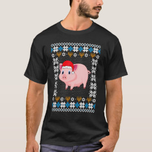 Camiseta UGLY Hanukkah Natal Pajama Pig Santa Hat