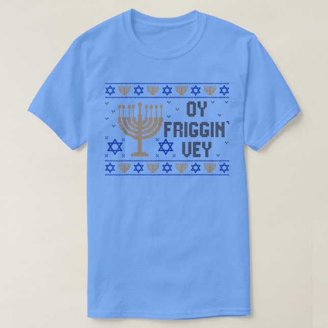 Camiseta Ugly Hanukkah Pajama Menorah Oy Vey judeu (Frente do Design)