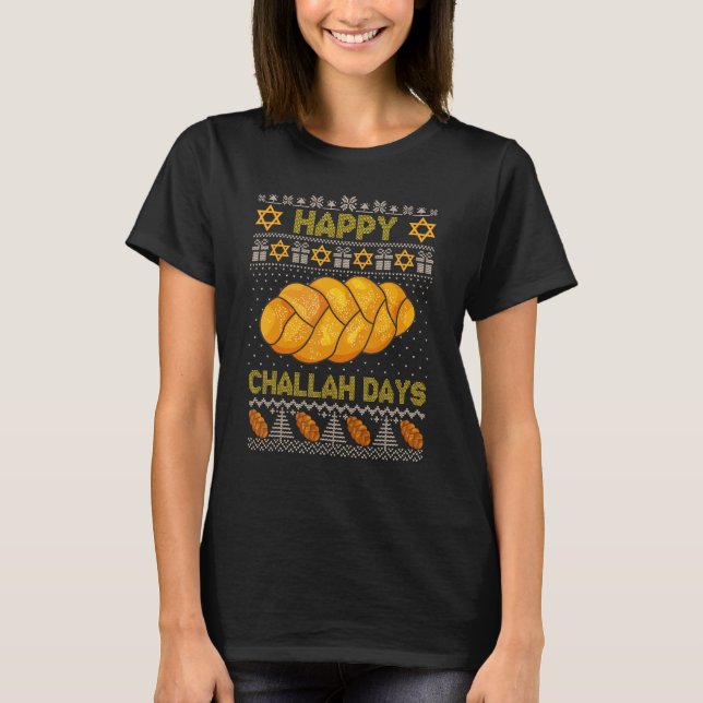 Camiseta Ugly Hanukkah Sweater Happy Challah Days Boy (Frente)