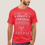 Camiseta Ugly Hanukkah Sweater T-shirt Chanukah Menora<br><div class="desc">Ugly Hanukkah Suéter camiseta Chanukah Menora.</div>