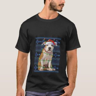 Camiseta Ugly Holiday Lights Staffordshire Bull Terrier Dog