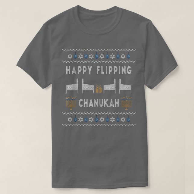 Camiseta Ugly Pinball Happy Flipping Chanukah Hanukkah Pinb (Frente do Design)