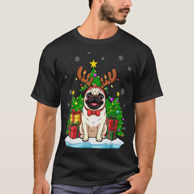 Camiseta Ugly Pug Christmas Sweater Pajama For Women Men Fa (Frente)