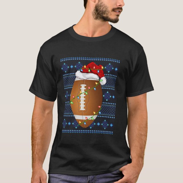 Camiseta Ugly Rugby Sweater Holiday Xmas Lights Rugby Papai (Frente)