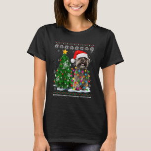 Camiseta Ugly Shih Tzu Dog Santa Hat Árvore de Natal