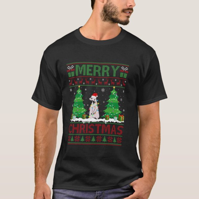Camiseta Ugly Sweater, Árvore de Natal, Meerkat Ugly (Frente)