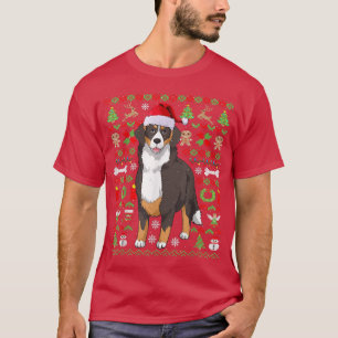 Camiseta Ugly Sweater Christmas Bernese Mountain Dog Santa