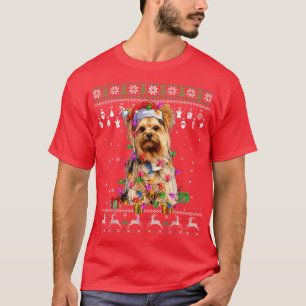 Camiseta Ugly Sweater Christmas Lights Yorkshire Terrier Do