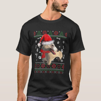Camiseta Ugly Sweater Christmas Whippet Dog Santa Hat Pajam