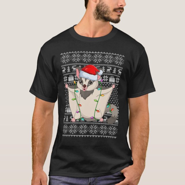 Camiseta Ugly Sweater Style Xmas Lights Santa Sugar Glider  (Frente)