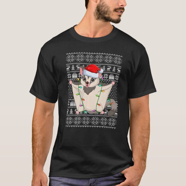 Camiseta Ugly Sweater Style Xmas Lights Santa Sugar Glider  (Frente)