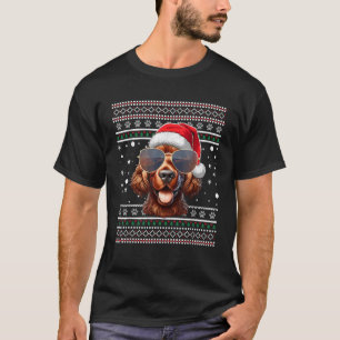 Camiseta Ugly Sweater X mas Papais noeis Irish Setter Dog C
