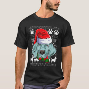 Camiseta Ugly Weimaraner Santa Claus Roupa Natal