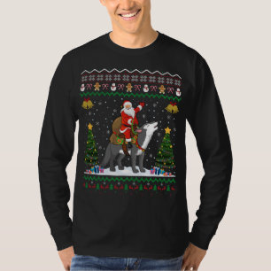 Camiseta Ugly Wolf Xmas Gift Papais noeis Andando no Natal 