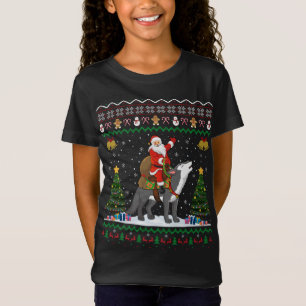 Camiseta Ugly Wolf Xmas Gift Papais noeis Andando no Natal 