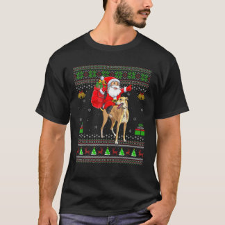 Camiseta Ugly Xmas Engraçado Papai Noel Andando Greyhound C