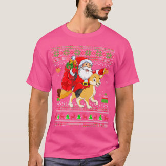 Camiseta Ugly Xmas Funny Santa Claus Andando Fennec Fox Chr