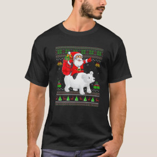 Camiseta Ugly Xmas Funny Santa Claus Andando Urso Polar Chr