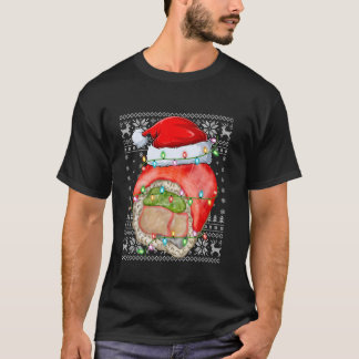 Camiseta Ugly Xmas Lights Santa Hat Fast Comida Sushi Chris