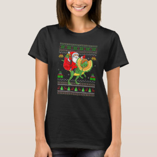Camiseta Ugly Xmas Santa Riding Dilophosaurus Dinosaur Chri