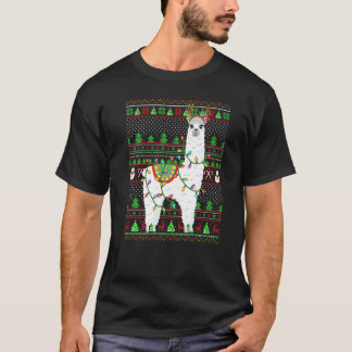 Camiseta Ugly Xmas Sweater Style Lighting Alpaca Christmas 