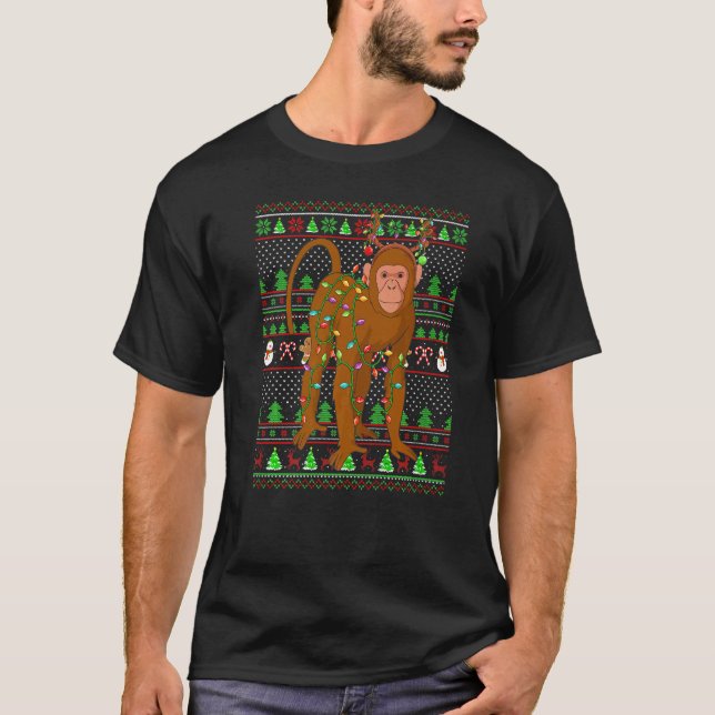 Camiseta Ugly Xmas Sweater Style Lighting Bonobo Christmas  (Frente)