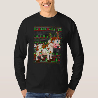 Camiseta Ugly Xmas Sweater Style Lighting Cattle Christmas 