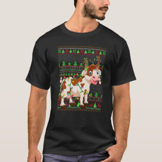 Camiseta Ugly Xmas Sweater Style Lighting Cattle Christmas 