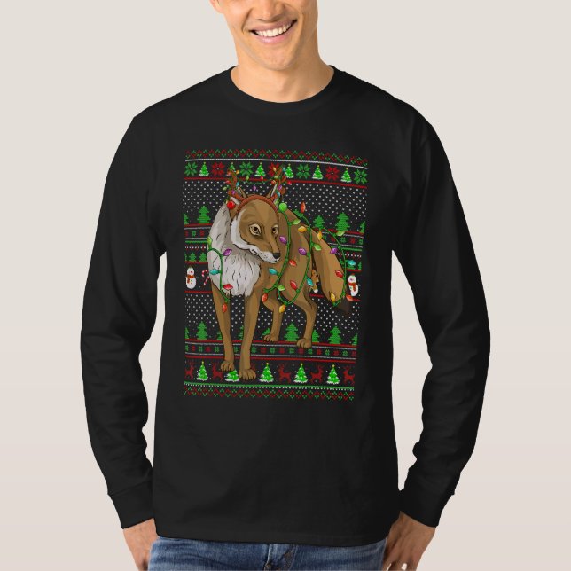 Camiseta Ugly Xmas Sweater Style Lighting Coyote Christmas (Frente)