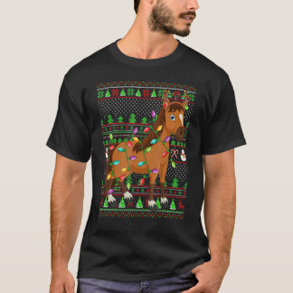 Camiseta Ugly Xmas Sweater Style Lighting Horse Christmas