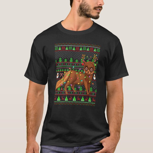 Camiseta Ugly Xmas Sweater Style Lighting Mink Christmas   (Frente)