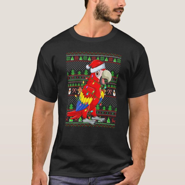 Camiseta Ugly Xmas Sweater Style Lighting Parrot Bird Chris (Frente)
