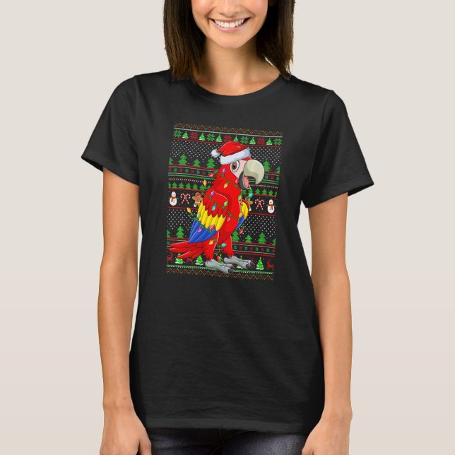 Camiseta Ugly Xmas Sweater Style Lighting Parrot Bird Chris (Frente)