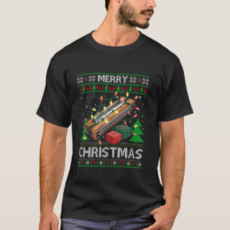 Camiseta Ugly Xmas Sweater Style Musica Harmonica Christma
