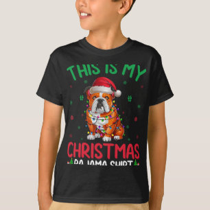 Camiseta Ugly Xmas Tree Lights Papais noeis American Buldog
