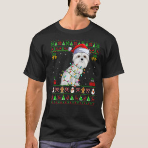 Camiseta Ugt Xmas Lights Papai noel Natal Maltês