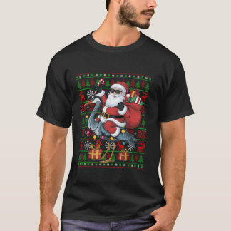Camiseta Ugt Xmas Luz Papais noeis Engraçados Andando Heron