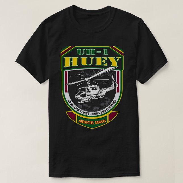Camiseta UH1 Huey Desde 1956 Vietnam Veteran Pilot 334 (Frente do Design)
