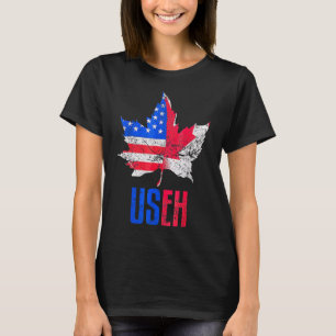Camiseta Uh Leaf Canadian American Flag Canada Usa Patr