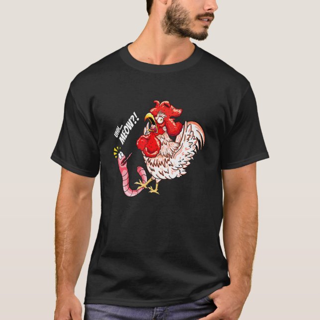 Camiseta Uhh Meow Worm Frango Gato Dizendo (Frente)